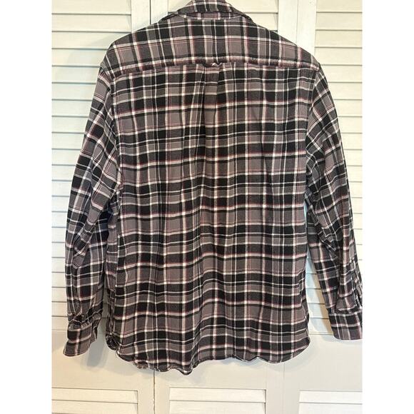 Jachs Men Gray and Red Flannel Button Up Shacket Heavyweight Outdoor Medium - Picture 5 of 5
